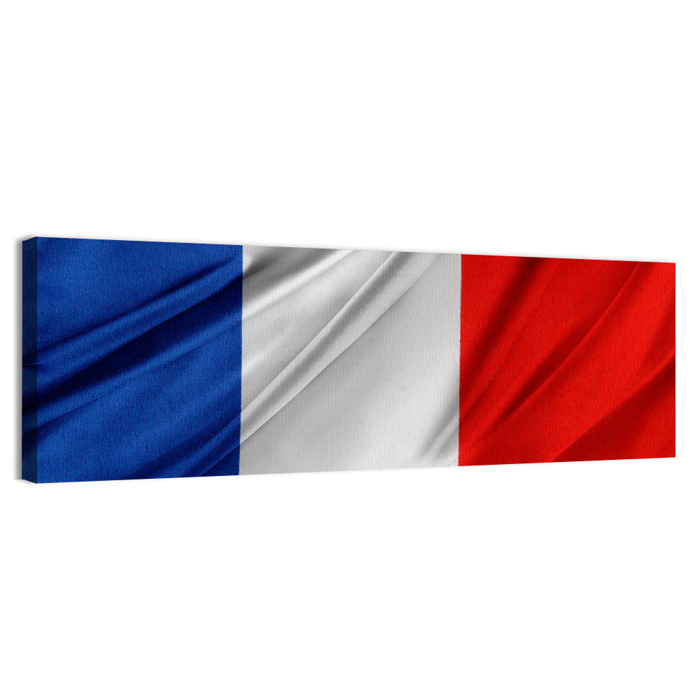 French Flag Tricolor with Folded Texture Wall Art