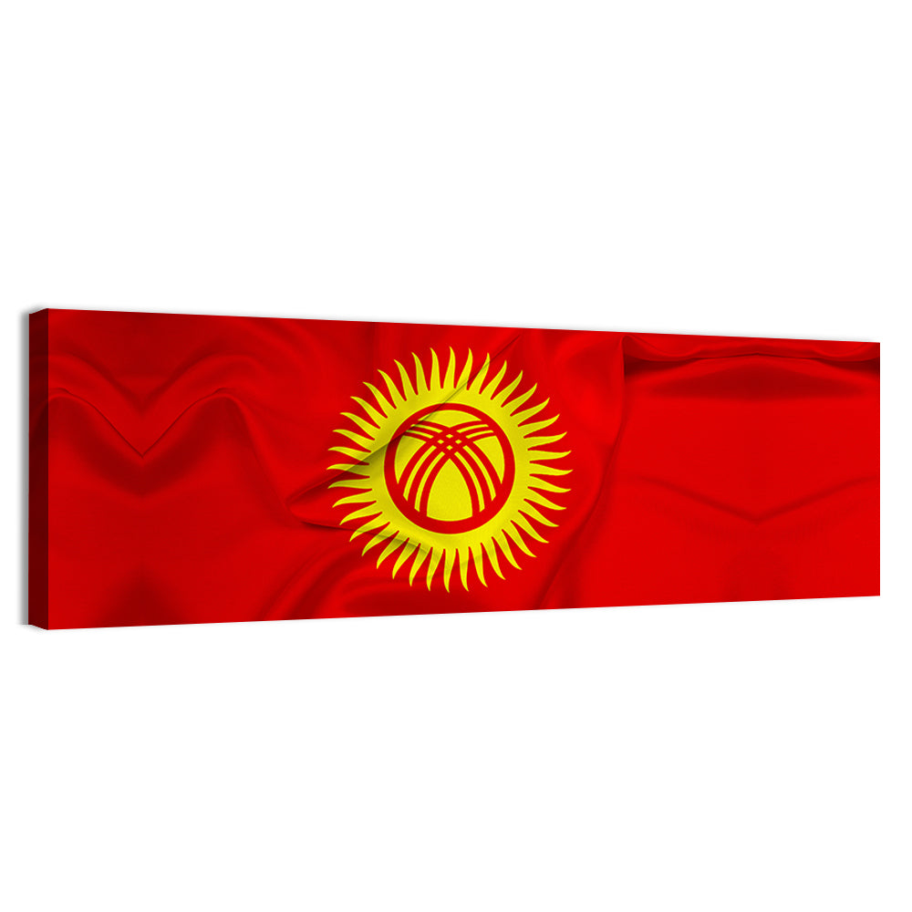 Kyrgyzstan Flag with Tunduk Emblem Canvas Wall Art