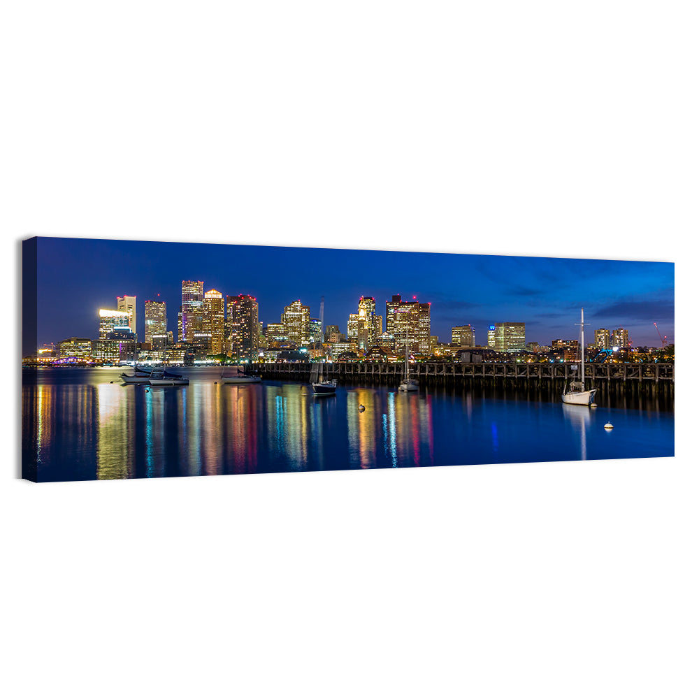 Boston Harbor Night Skyline Wall Art