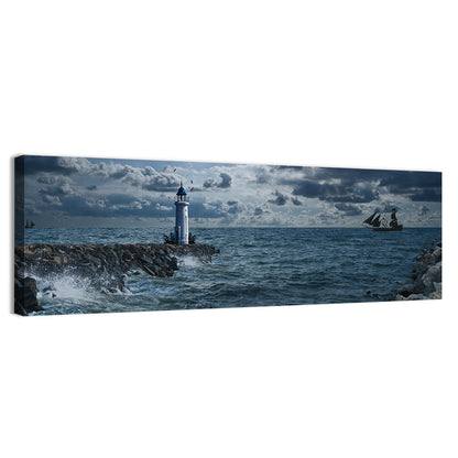 Lighthouse Under Storm Wall Art