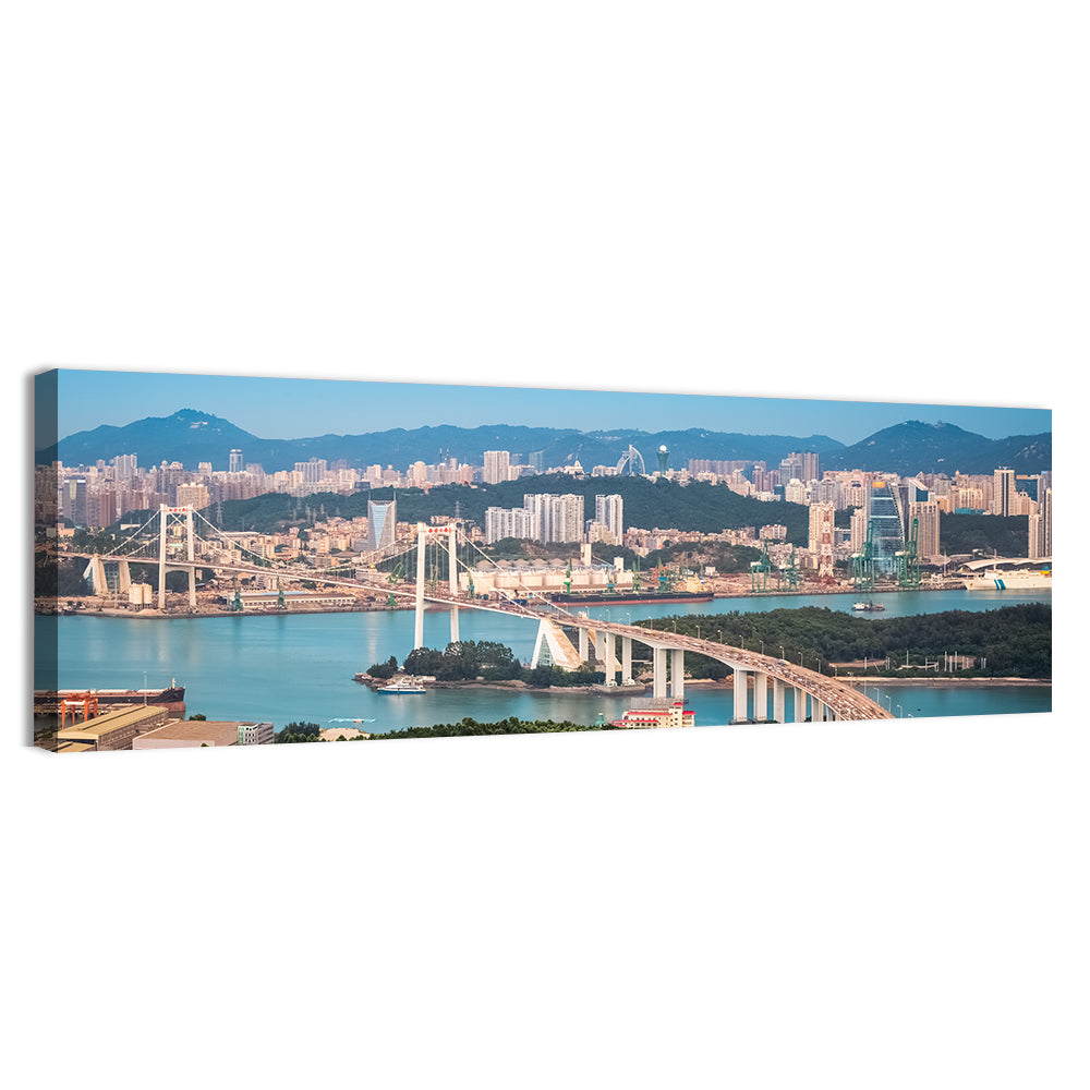 Haicang Suspension Bridge at Dusk Wall Art