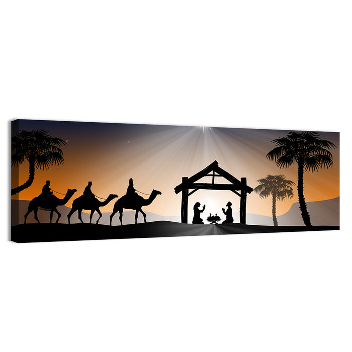 Desert Nativity Silhouette Wall Art as a canvas print