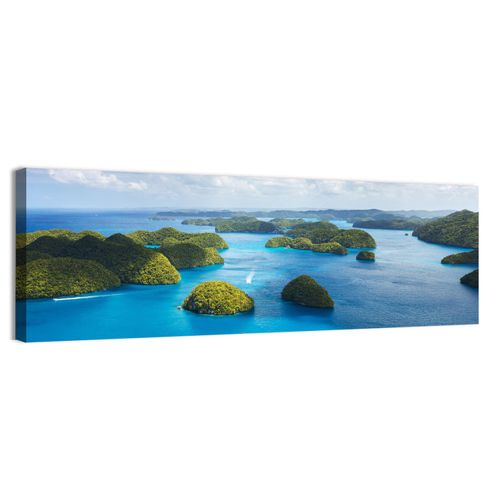 Rock Islands Aerial View Wall Art as a canvas print
