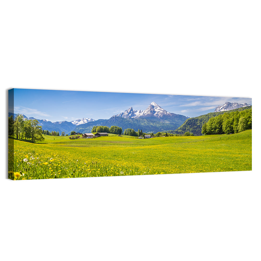 Watzmann Mountain Meadow Wall Art, canvas print, panoramic