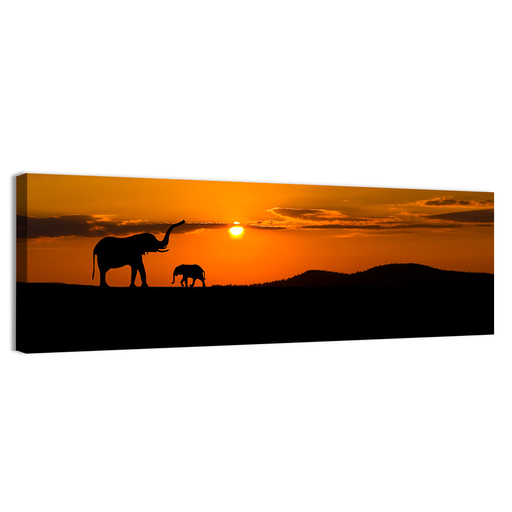 Savannah Elephant Silhouettes Wall Art