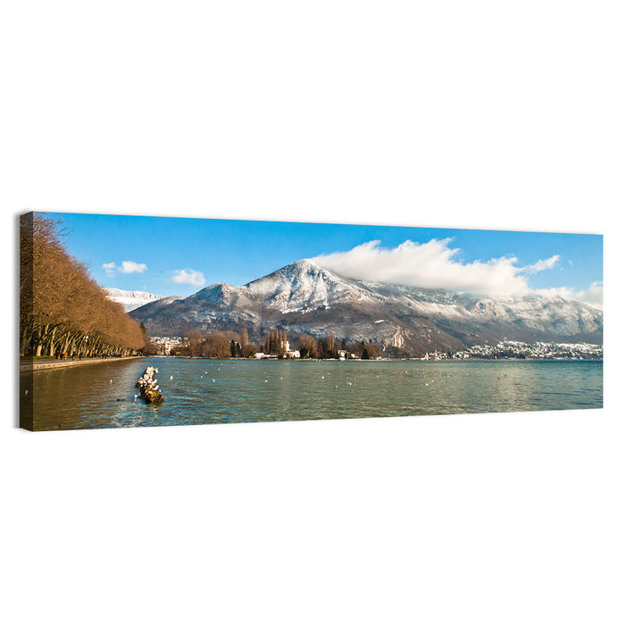 Lake Annecy Winter View Wall Art as a canvas print
