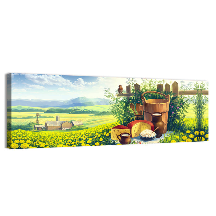 Dandelion Field Landscape Wall Art as a canvas print