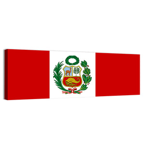 Peruvian Flag With National Emblem Wall Art