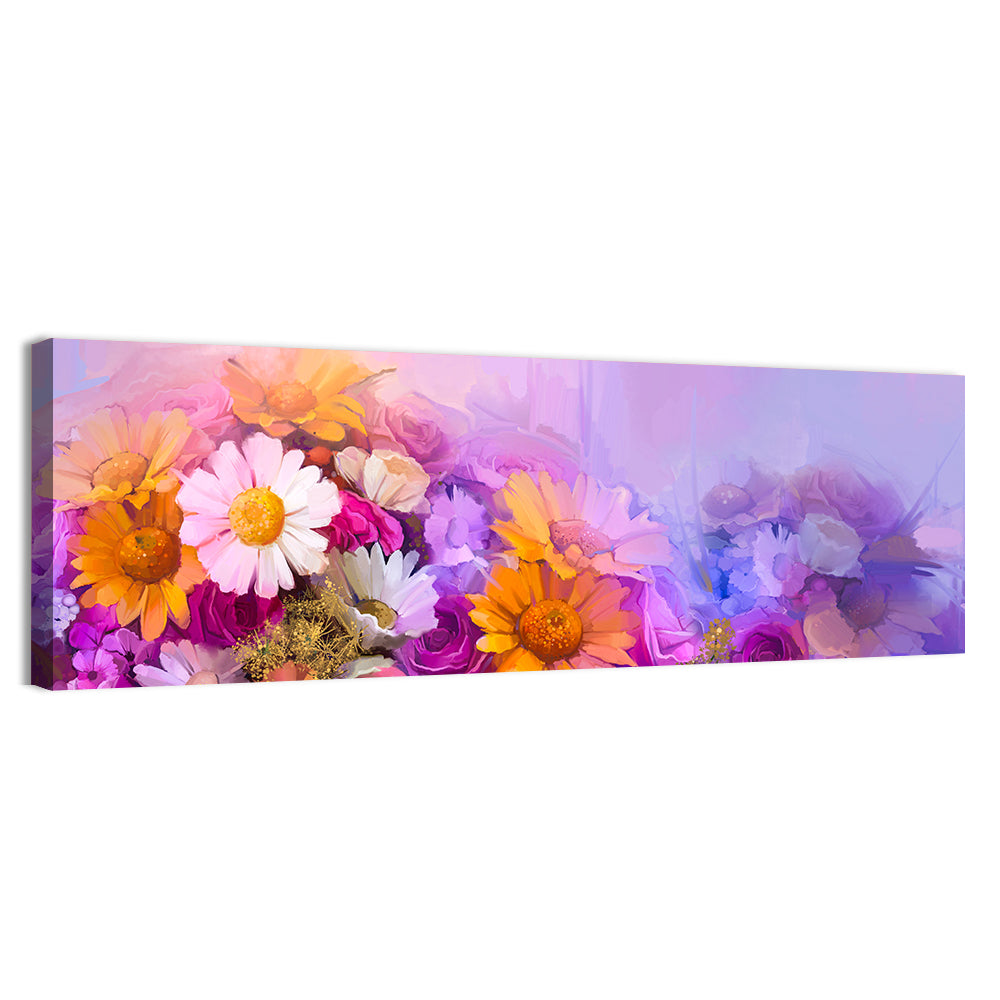 Spring Blooms with Gradient Wash Wall Art, canvas print, panoramic