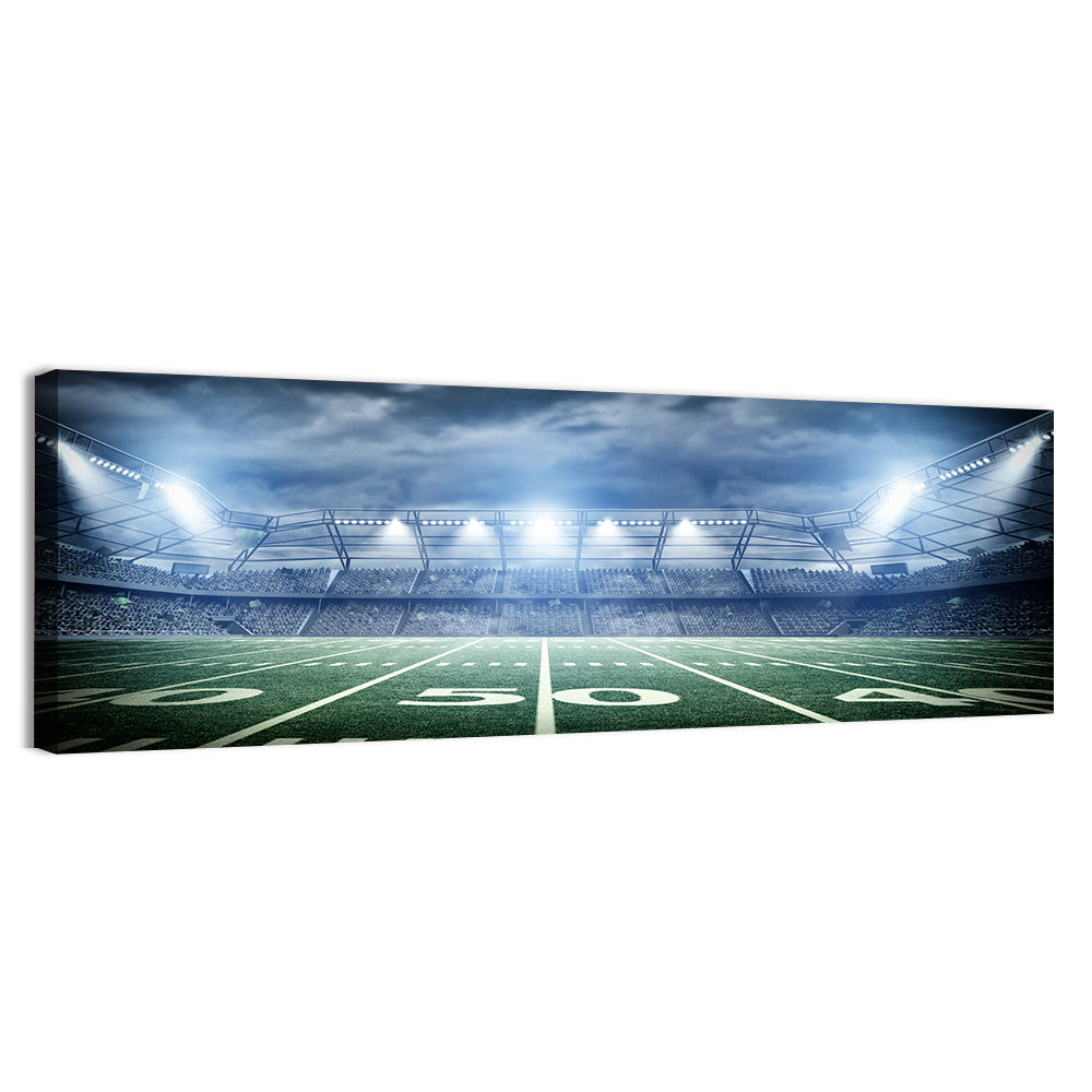 Floodlit Soccer Stadium at Night Wall Art