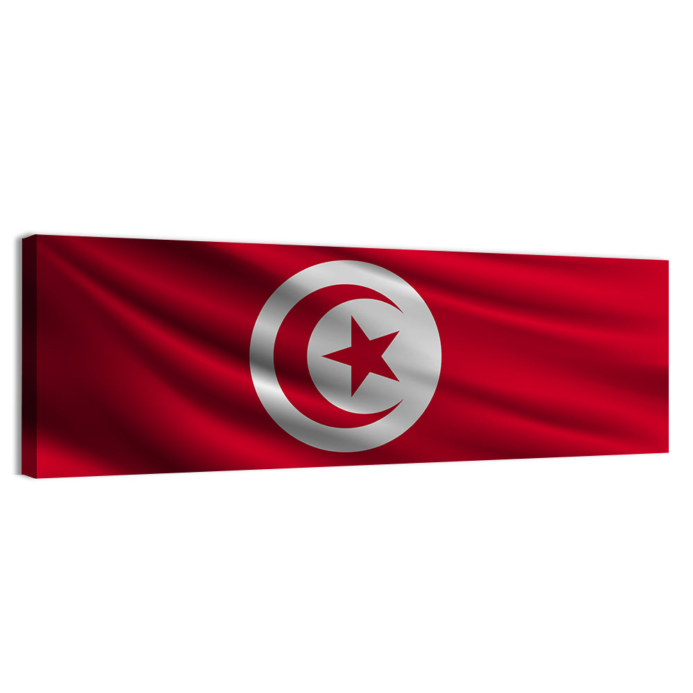 Tunisia Flag with Crescent and Star Wall Art