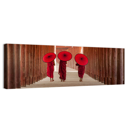 Novice Monk Walking Together Wall Art
