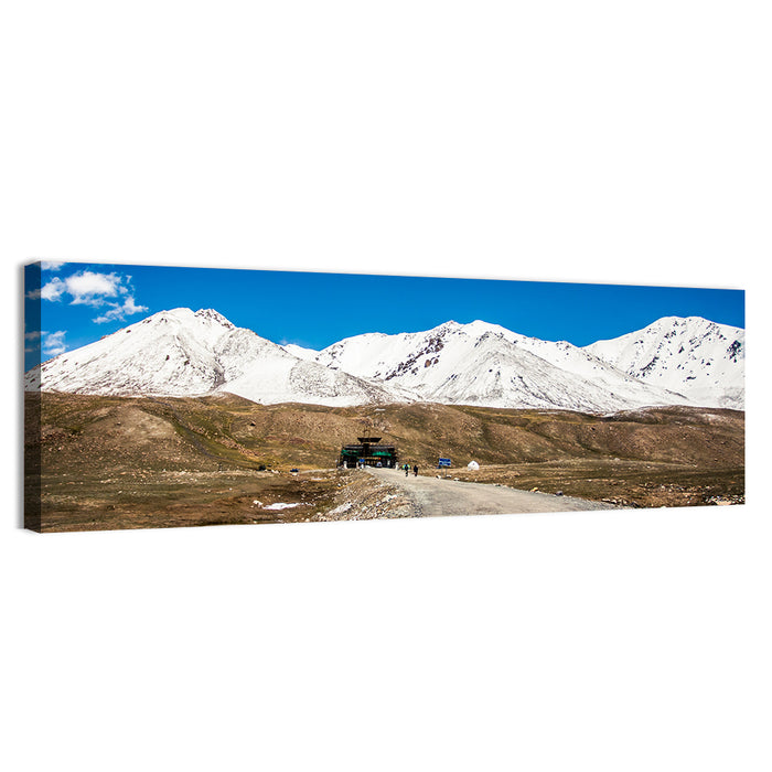 Karakoram Snow Peaks with Road Wall Art as a canvas print