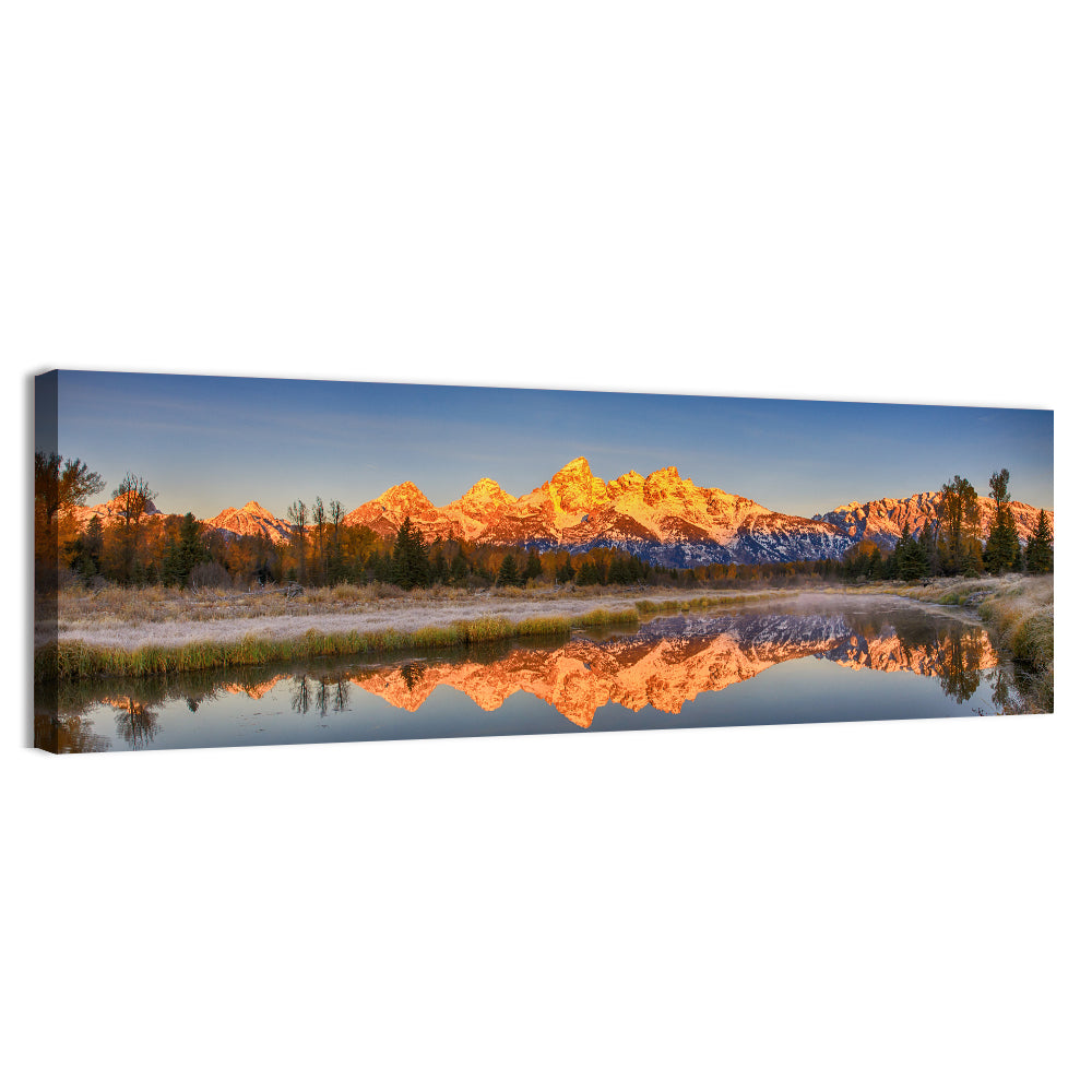 Grand Teton Sunrise Reflection Wall Art, canvas print, panoramic