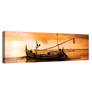 Boat On Beach At Bali Island Wall Art