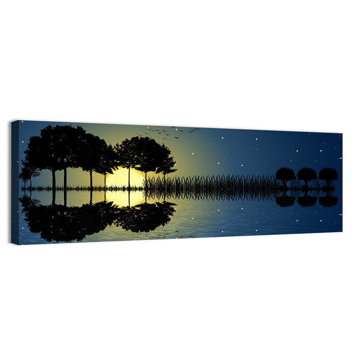 Moonlit Guitar Island Wall Art as a canvas print