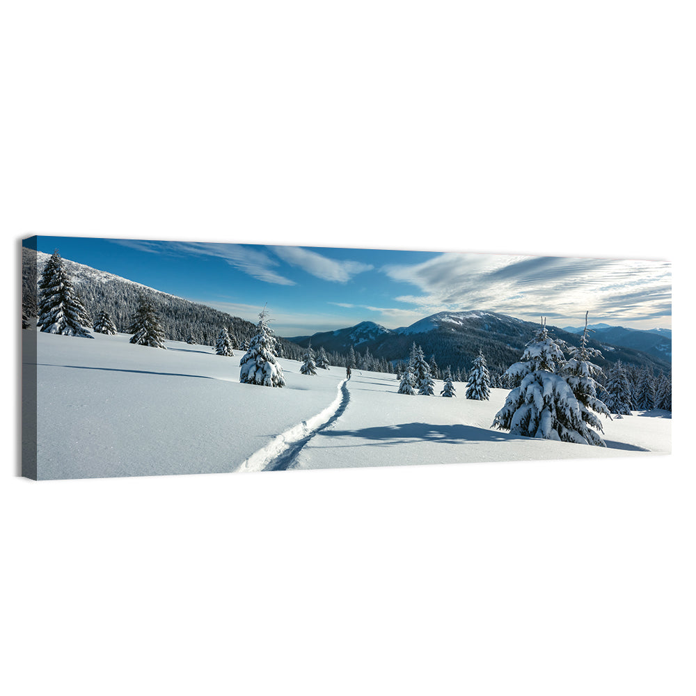 Snowy Carpathian Trail Wall Art, canvas print, panoramic