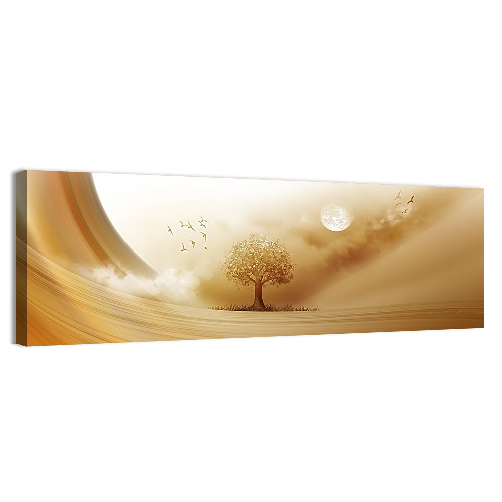 Moonlit Desert Tree Wall Art, canvas print, panoramic
