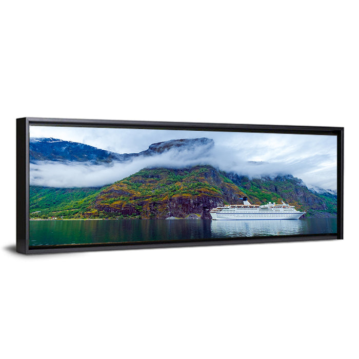 Cruise Ship on Hardanger Fjorden Wall Art as a framed canvas