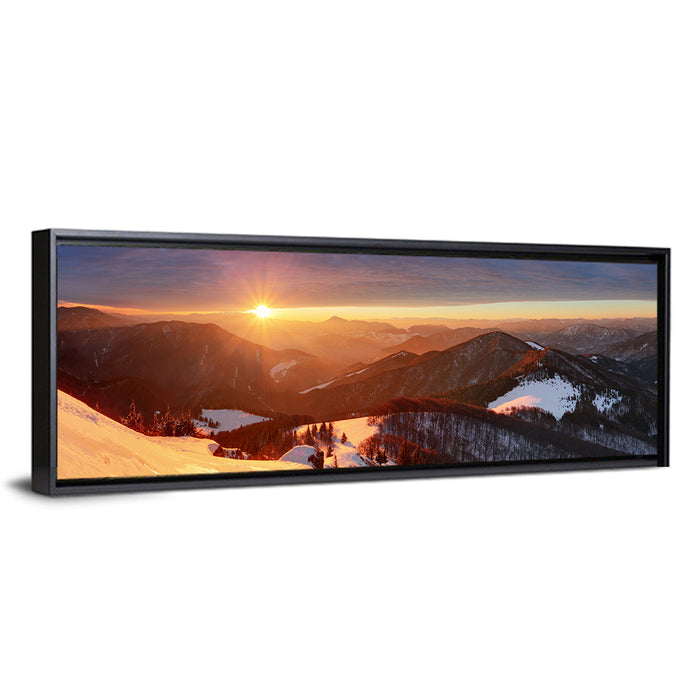 Slovakia Winter Mountain Sunset Wall Art as a framed canvas