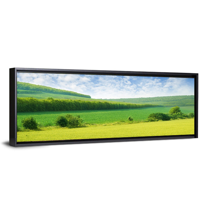 Green Spring Meadow Wall Art as a framed canvas