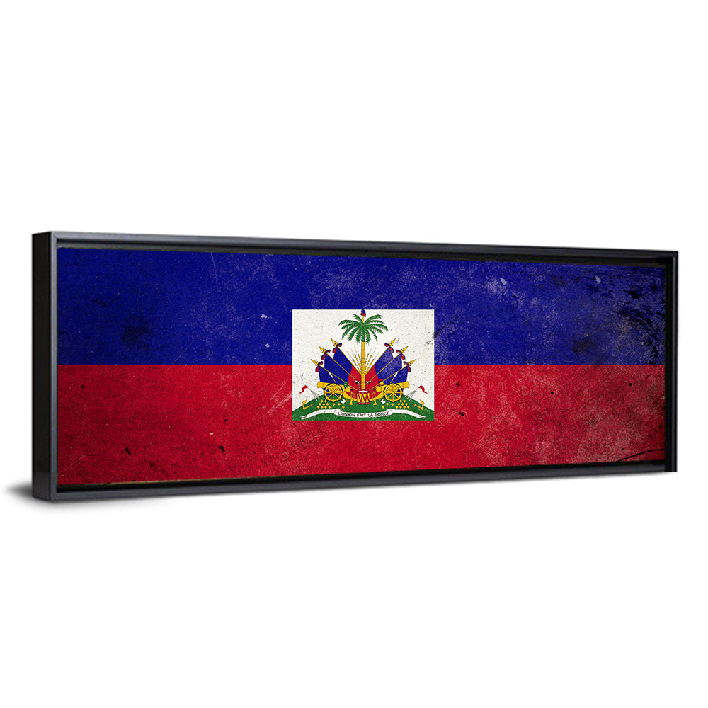 Haitian Flag with Distressed Emblem Wall Art