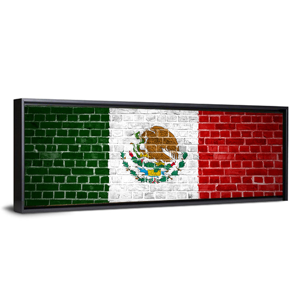 Weathered Mexico Flag with Coat of Arms Wall Art
