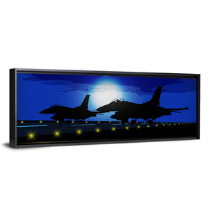 Military Planes Against Moon Wall Art