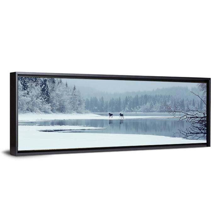 Foggy Lake Selbu Wall Art as a framed canvas