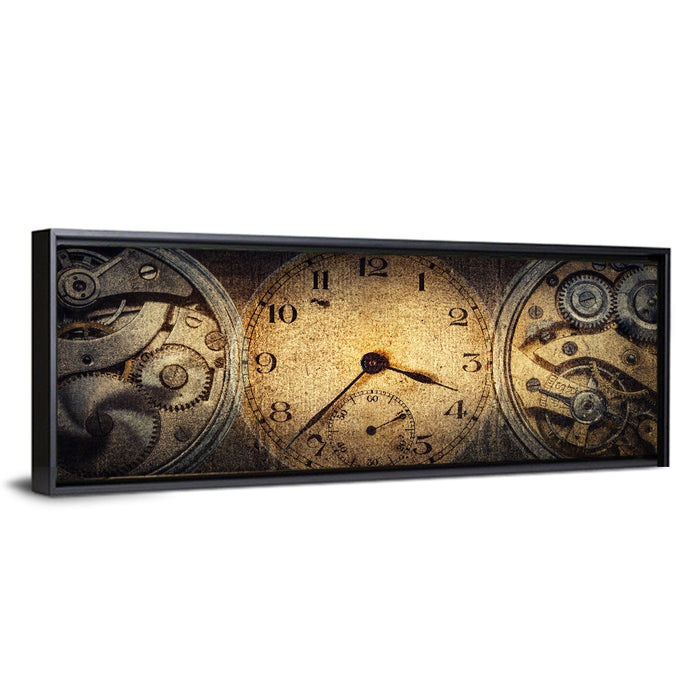 Antique Pocket Watch Mechanism Wall Art as a framed canvas