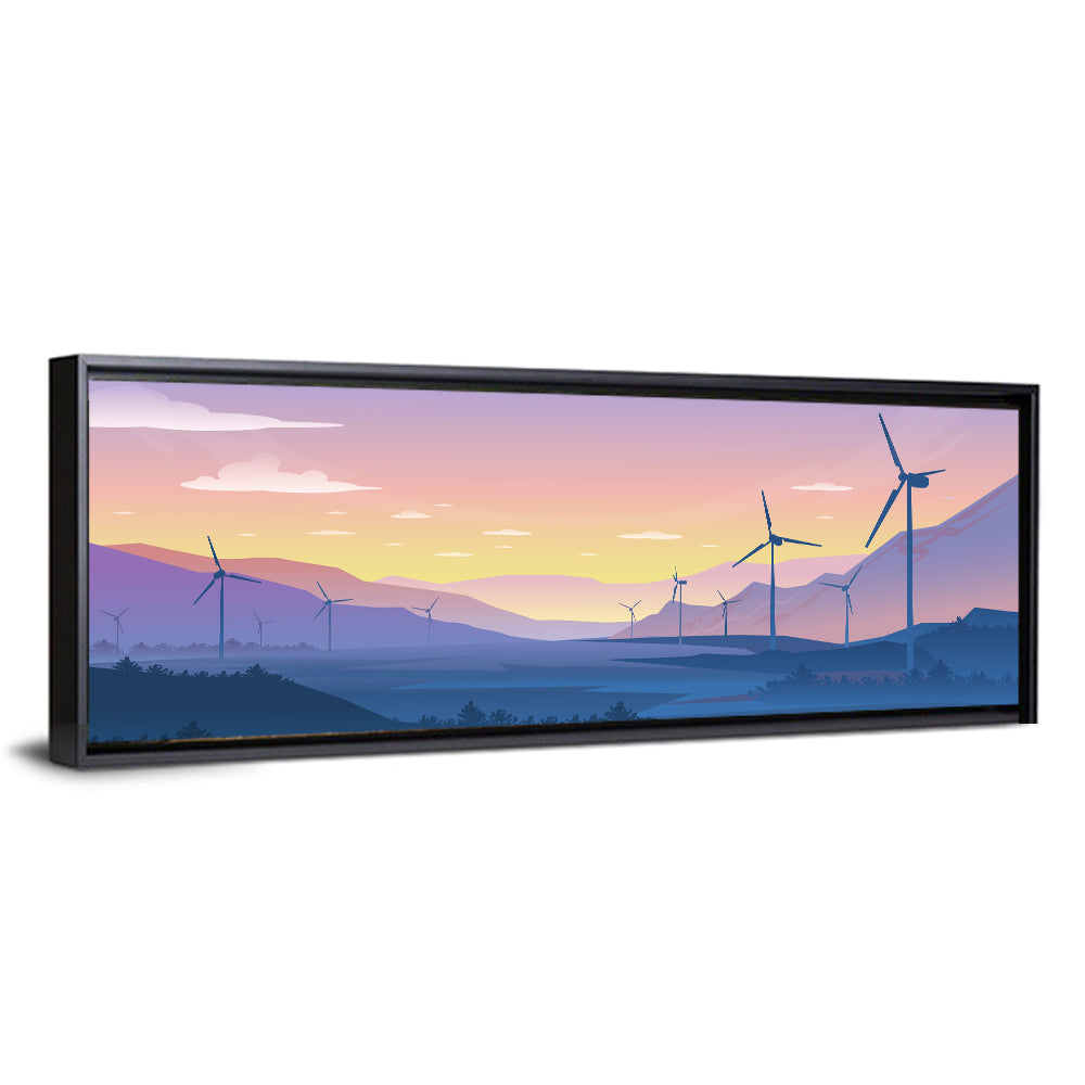 Dusk Wind Turbine Silhouettes Wall Art