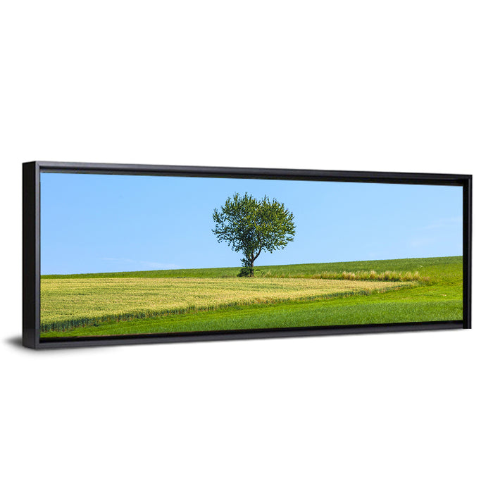 Solitary Tree on Rolling Meadow Wall Art as a framed canvas