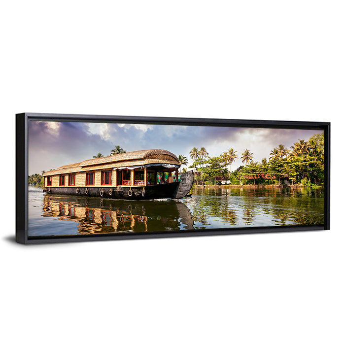 Alleppey Houseboat, Kerala Backwaters Wall Art as a framed canvas