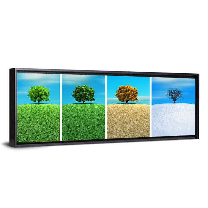 One Tree, Four Seasons Wall Art as a framed canvas
