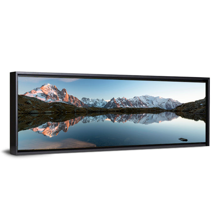 Lac De Chésserys Reflection, Chamonix Wall Art as a framed canvas