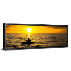 Fisherman In Ocean Sunset Wall Art