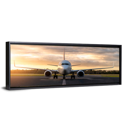 Airplane On Airport Runway Wall Art