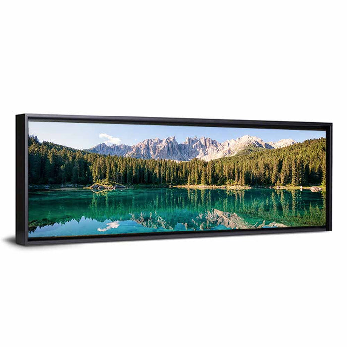Karer Lake in the Dolomites Wall Art as a framed canvas