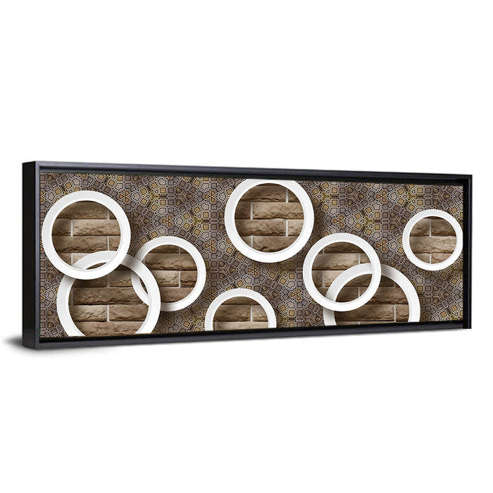 Flower Rings Over Brick and Tile Wall Art as a framed canvas