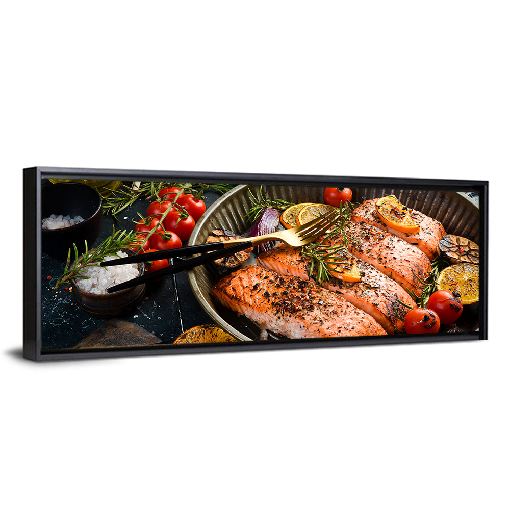 Grilled Salmon with Lemon and Rosemary Wall Art