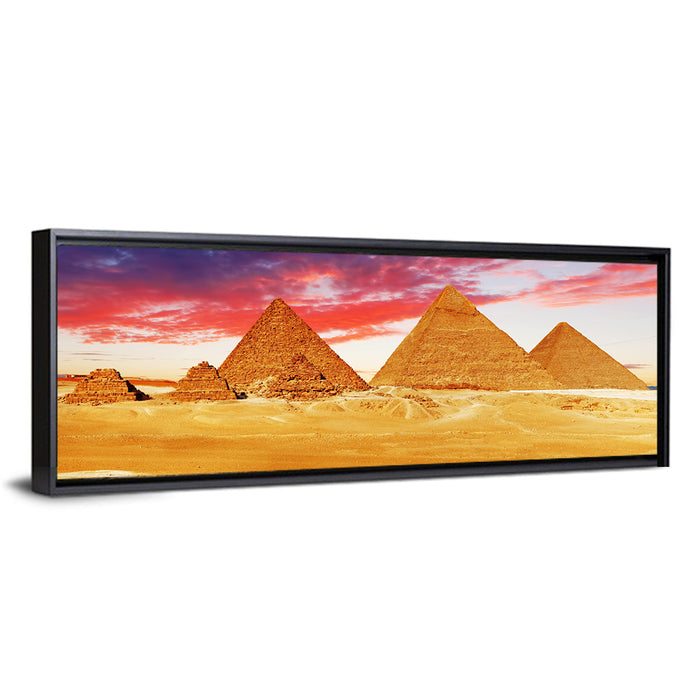 Pyramids of Giza at Twilight Wall Art as a framed canvas
