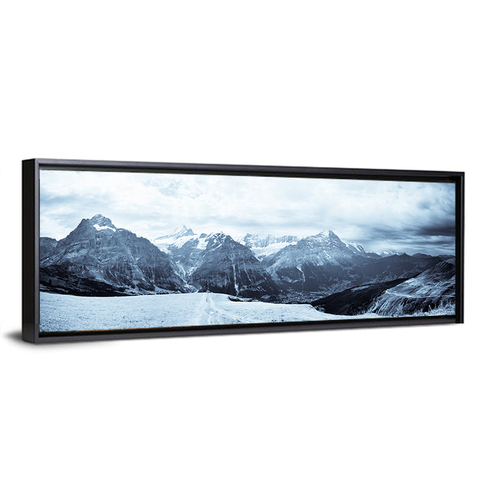 Jungfrau Mountain Peaks Wall Art as a framed canvas