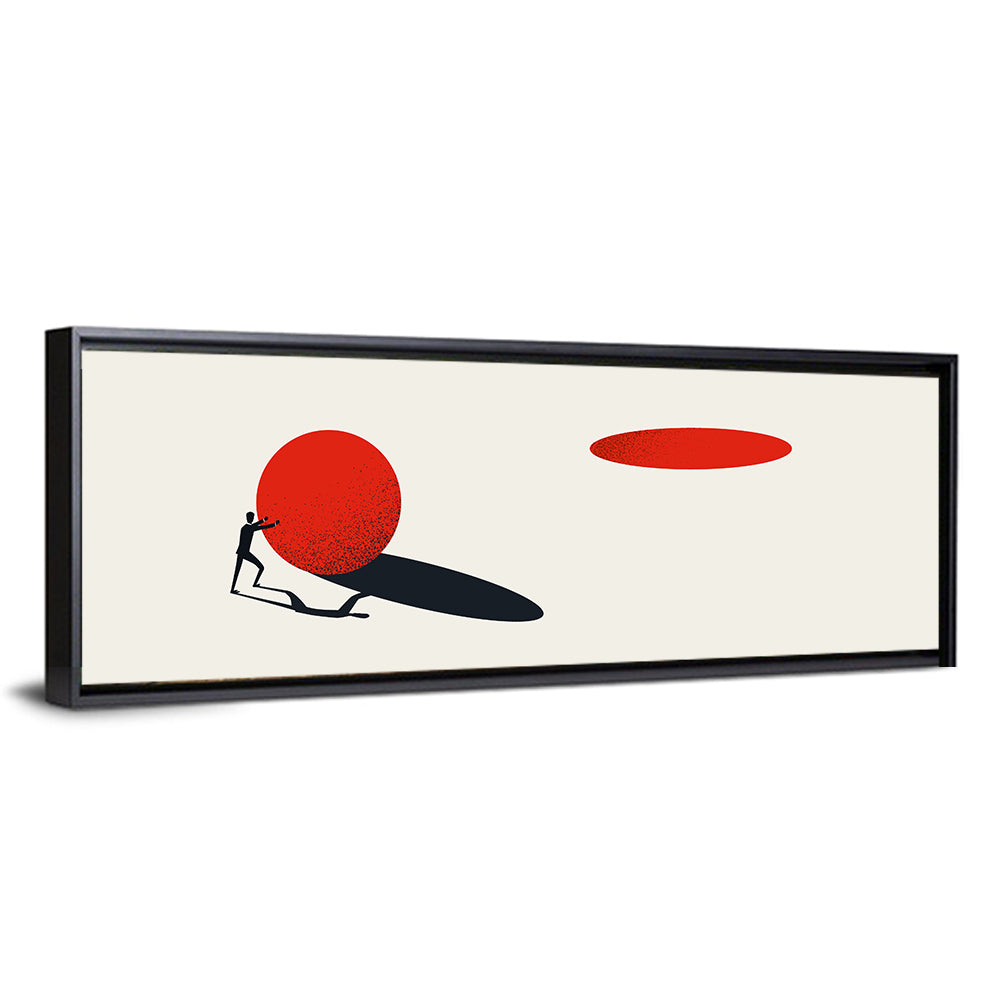 Man Pushing Sphere Wall Art