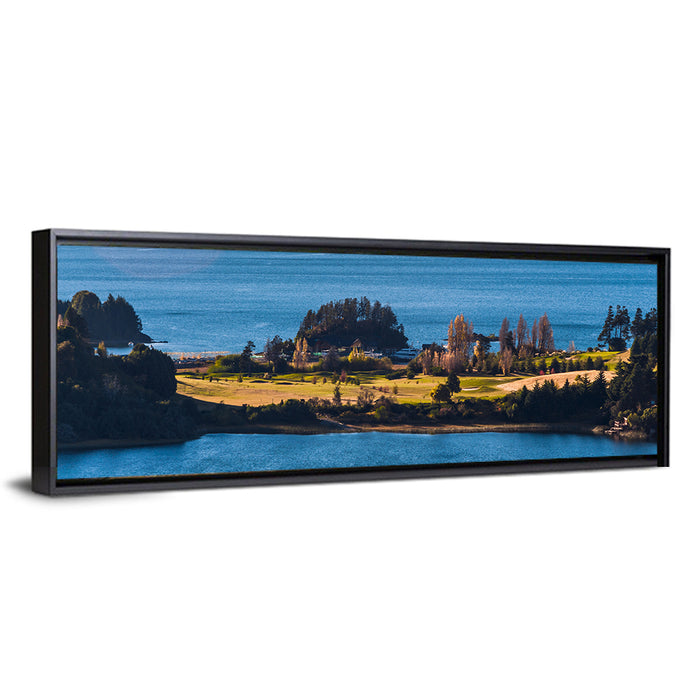 Nahuel Huapi Lake Golden Hour Wall Art as a framed canvas