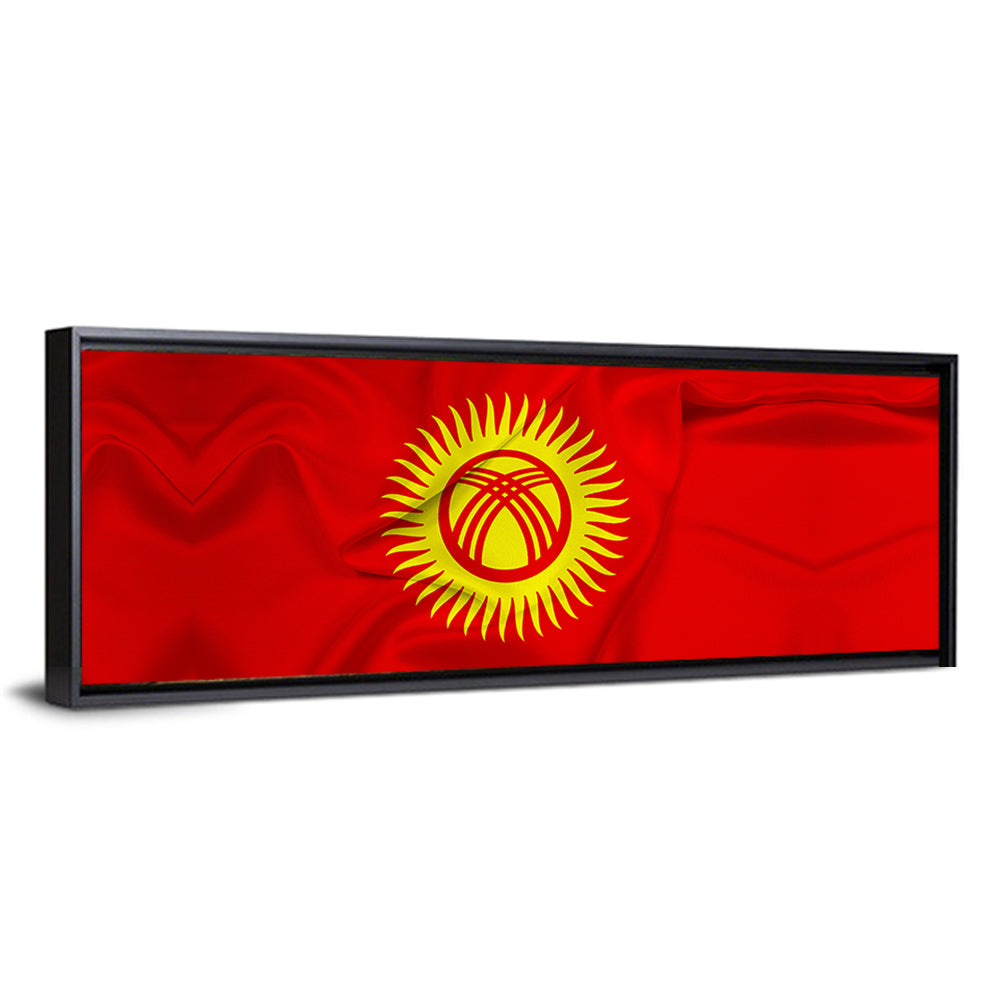 Kyrgyzstan Flag with Tunduk Emblem Canvas Wall Art