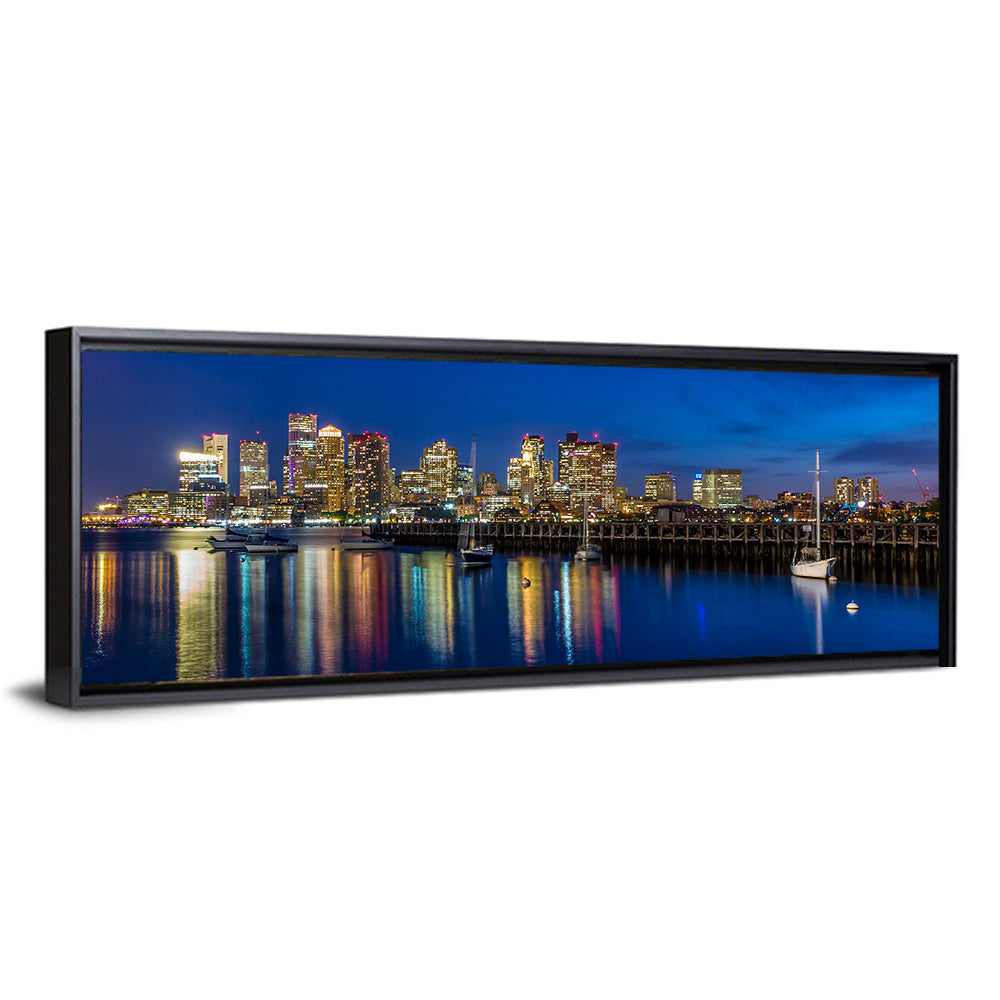 Boston Harbor Night Skyline Wall Art