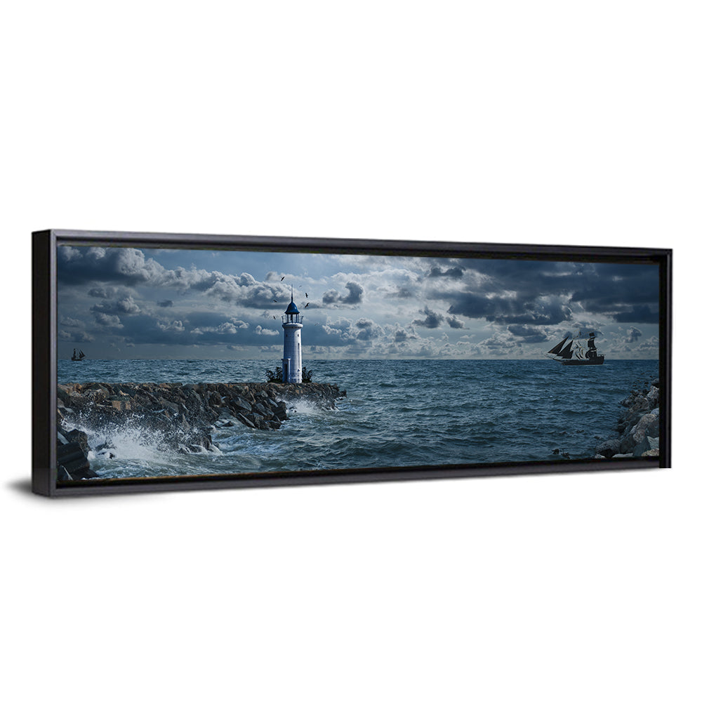 Lighthouse Under Storm Wall Art