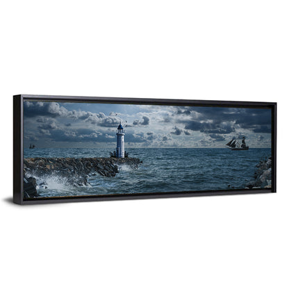 Lighthouse Under Storm Wall Art