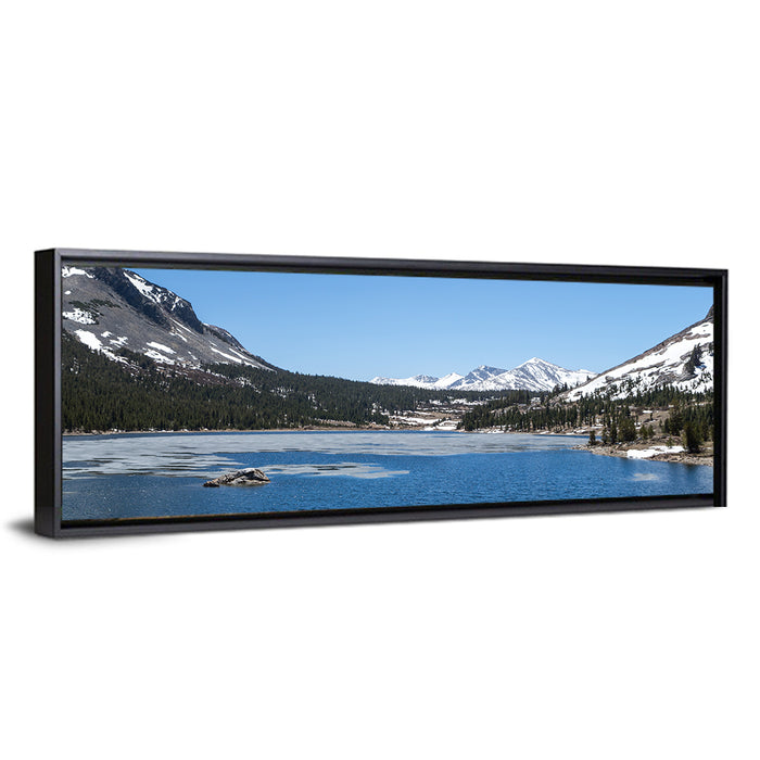 Yosemite Frozen Lake Scene Wall Art as a framed canvas