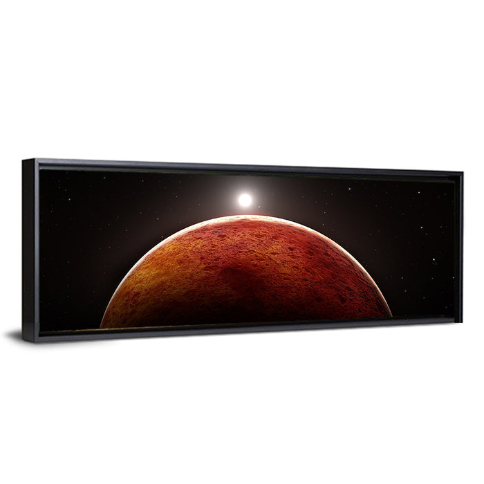 Mars with Moon Wall Art as a framed canvas